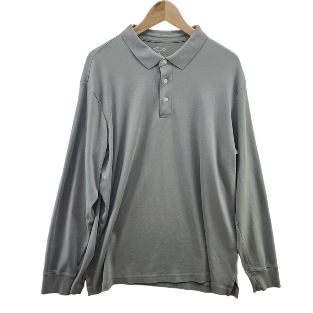 Gray Long Sleeve Polo Sweater